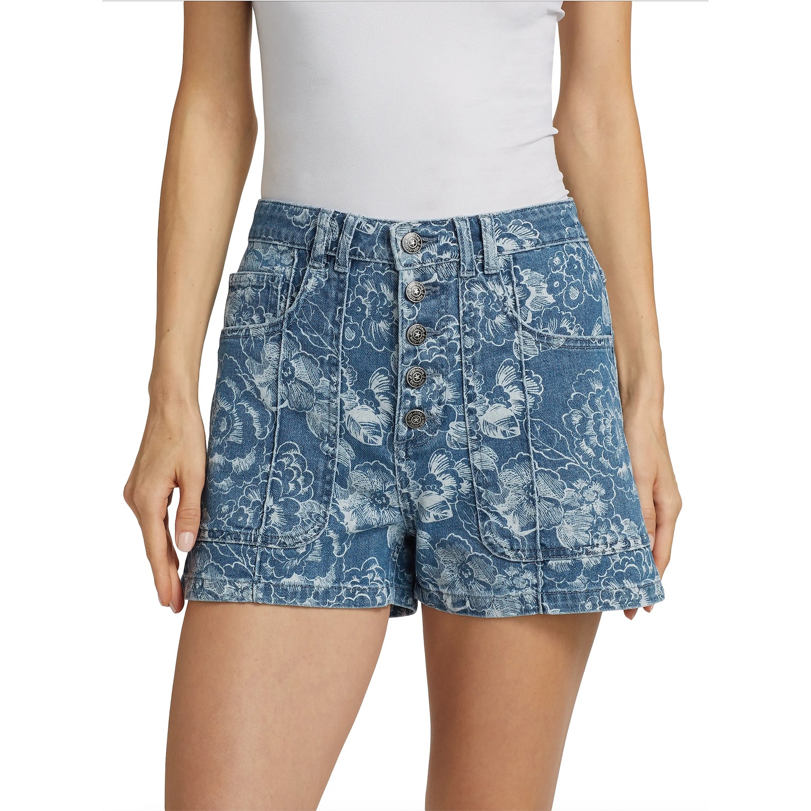 Cinq Sept Floral Cottagecore Denim Shorts Size 8 Nwt